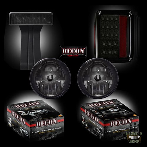 Dales Super Store Recon Complete Smoked Led Light Set:

http://dalessuperstore.com/i-18152041-2007-14-jeep-wrangler-jk-complete-recon-smoked-lighting-